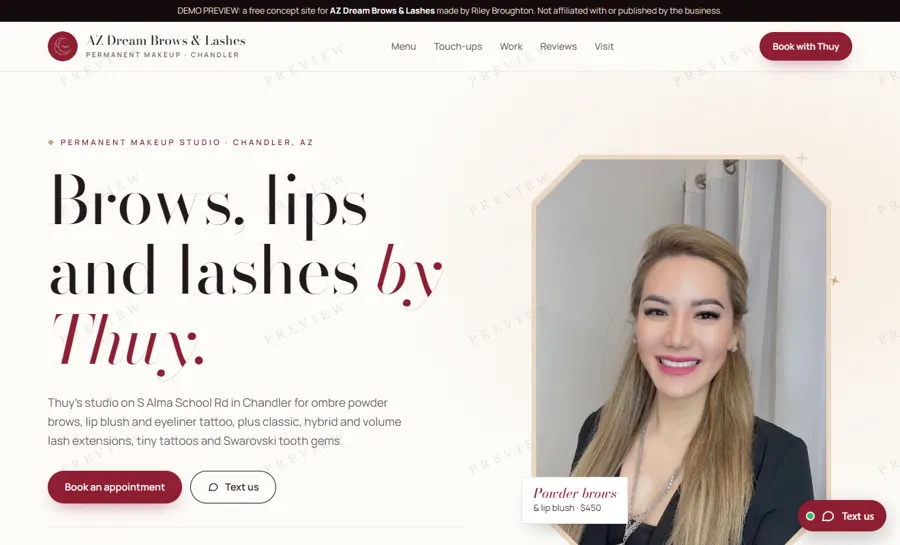 AZ Dream Brows & Lashes desktop view