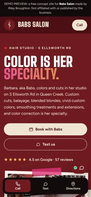 Babs Salon phone view