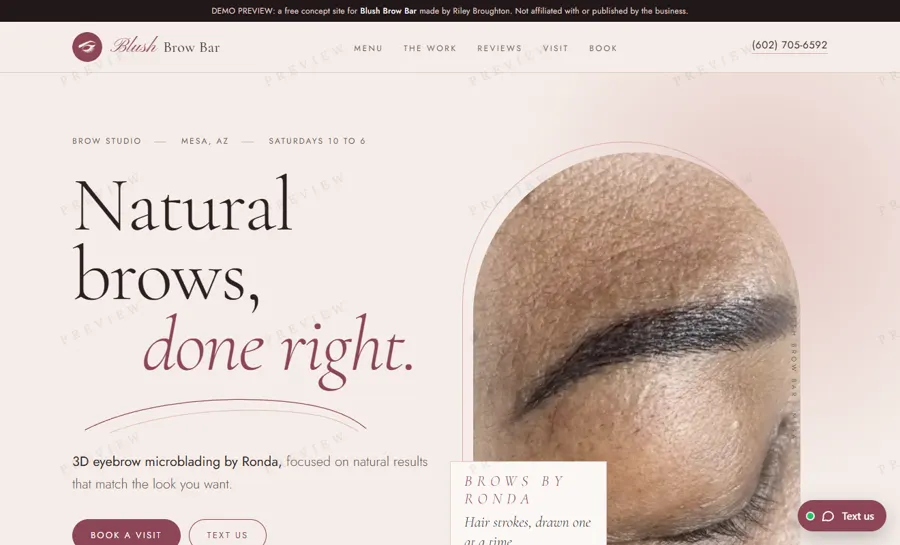Blush Brow Bar desktop view
