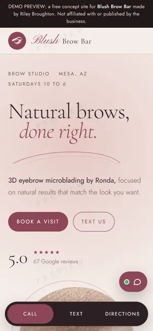 Blush Brow Bar phone view