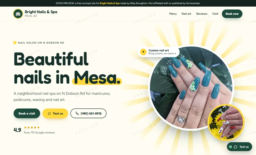 Bright Nails & Spa desktop view