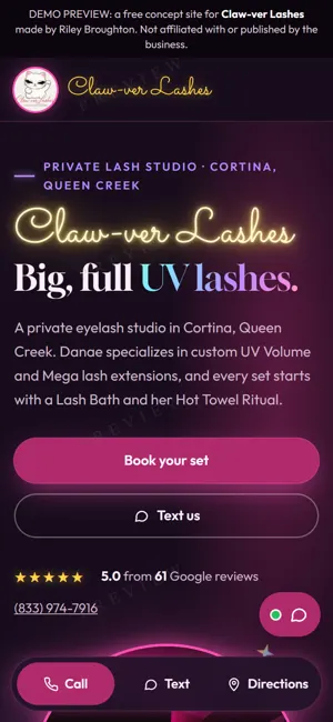 CLAW-VER LASHES phone view