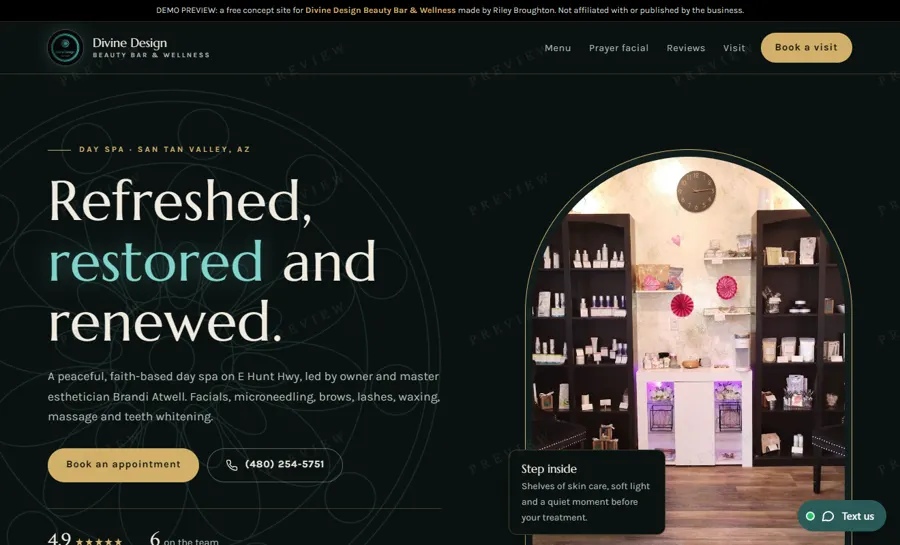 Divine Design Beauty Bar & Wellness desktop view