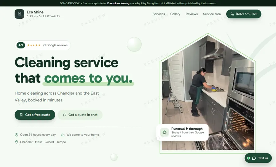 Eco shine cleaning desktop view