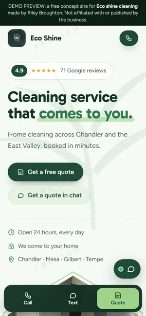 Eco shine cleaning phone view