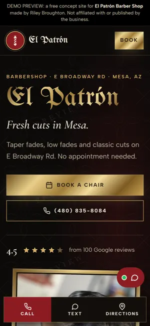 El Patrón Barber Shop phone view