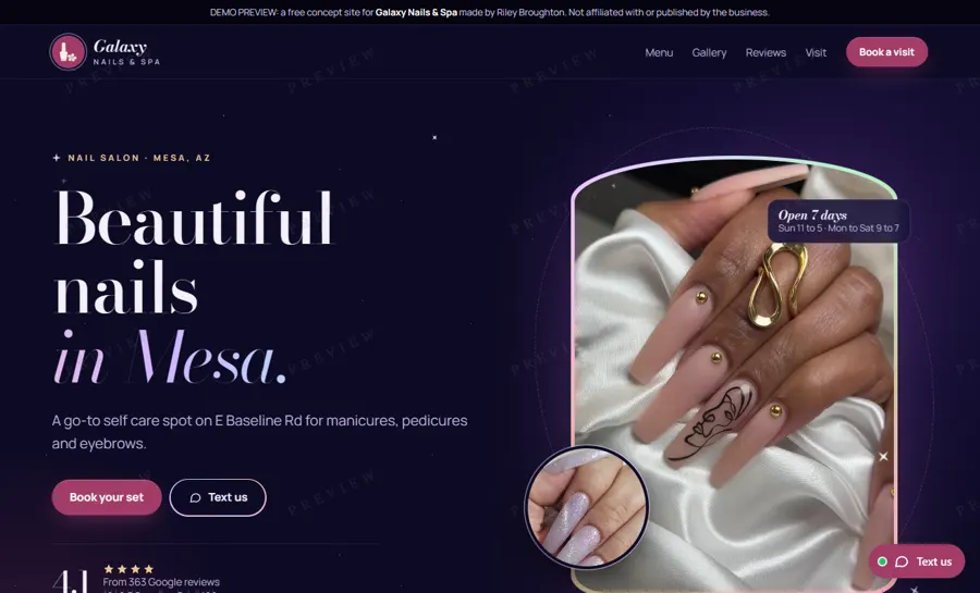 Galaxy Nails & Spa desktop view