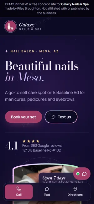 Galaxy Nails & Spa phone view