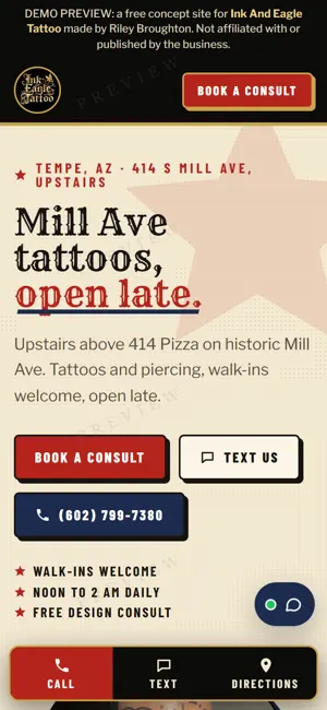Ink And Eagle Tattoo phone view