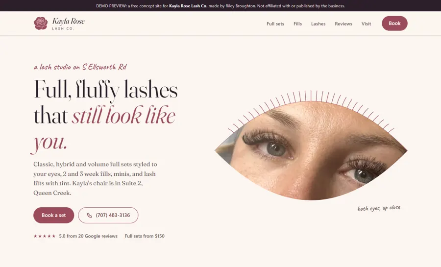 Kayla Rose Lash Co. desktop view