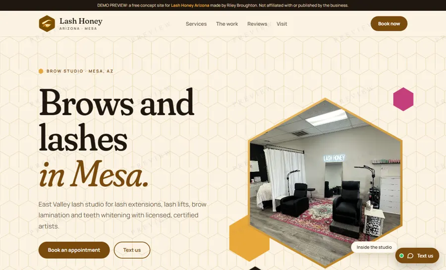 Lash Honey Arizona desktop view