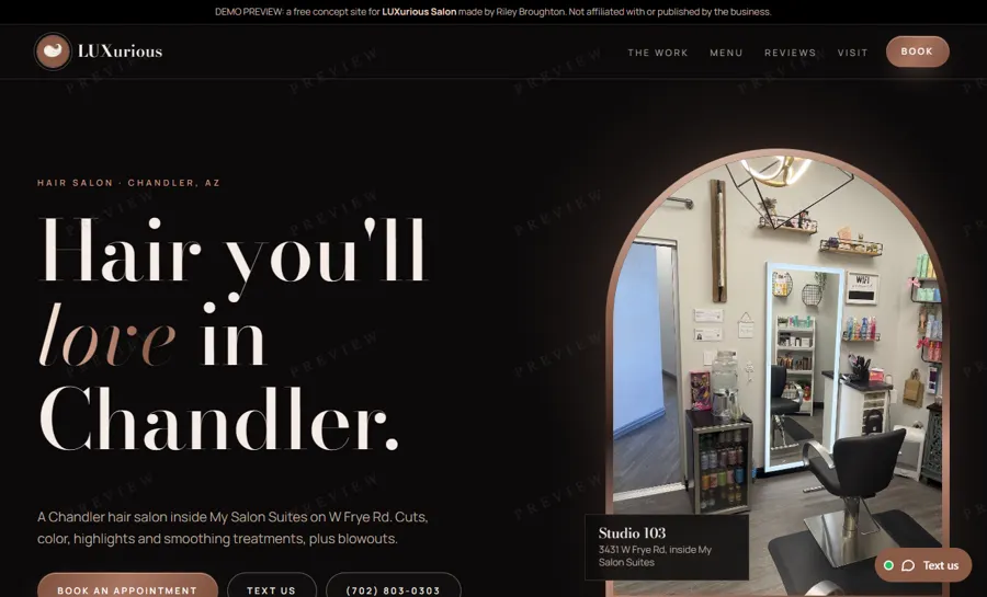 LUXurious Salon desktop view
