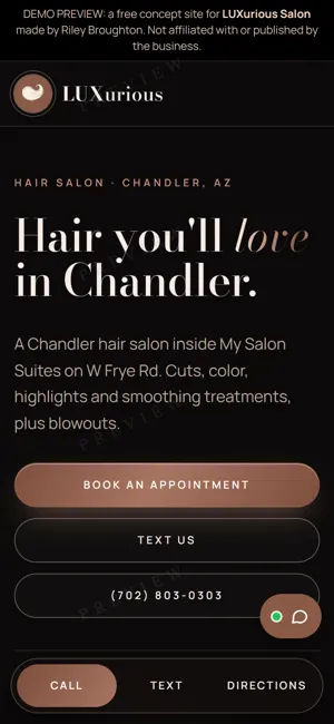 LUXurious Salon phone view