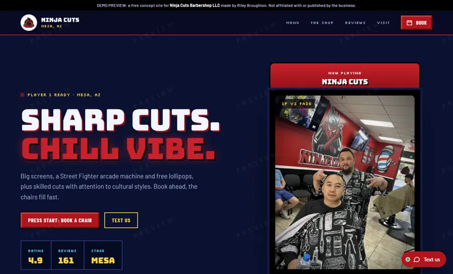 Ninja Cuts Barbershop LLC desktop view