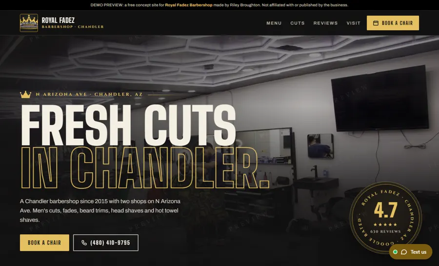 ROYAL FADEZ BARBERSHOP, LLC desktop view
