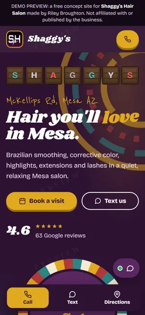Shaggy's Hair Salon phone view