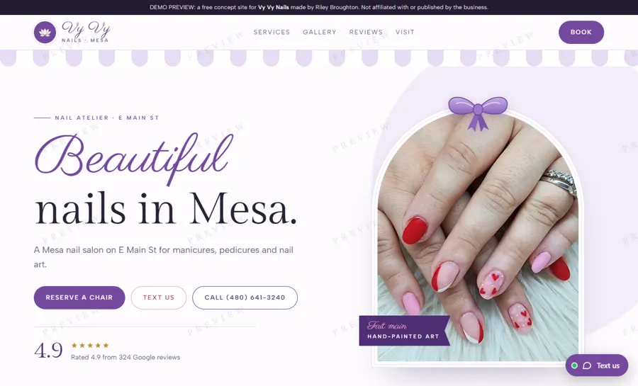 Vy Vy Nails desktop view